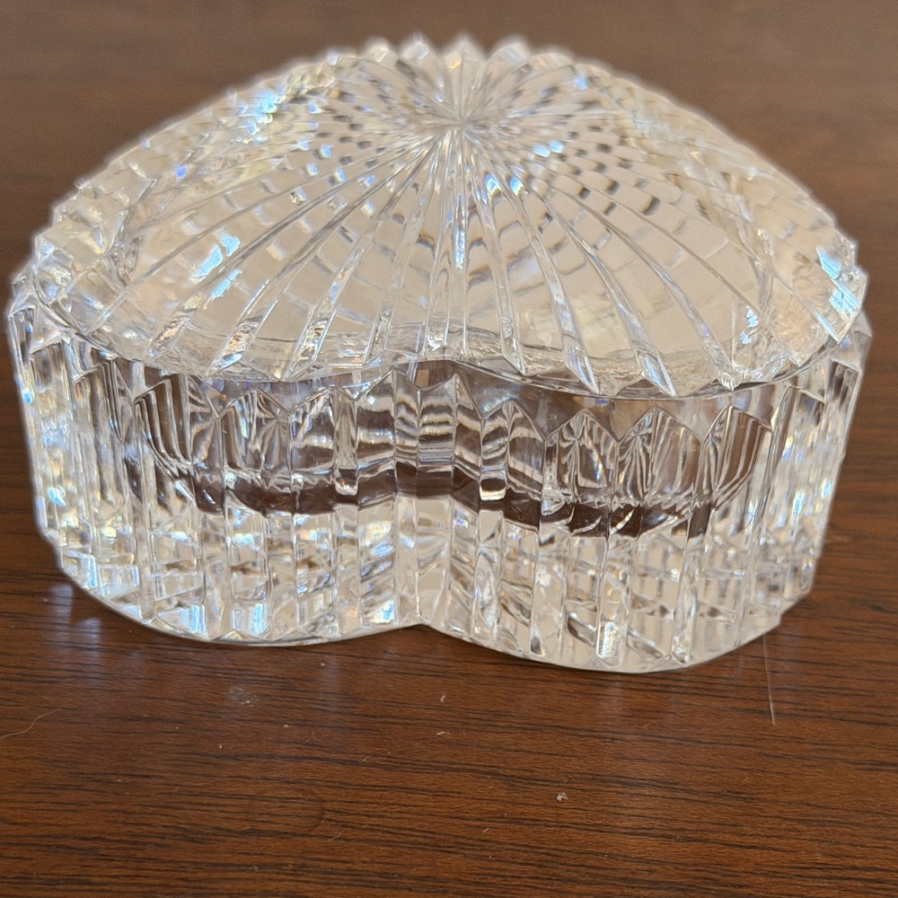Waterford Crystal Heart Shaped Trinket Box, Minor Chips - Picture 2 of 12